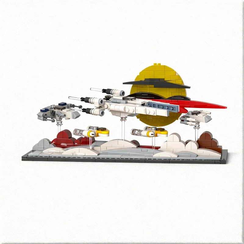 504pcs MOC Micro Diorama Trailer Scene Series PART II Cloud 1 Model Building Blocks Collection Birthday Art Idea Craft Brick