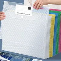 10 Pcs A4 Transparent File Bag Plastic Documents Filing Storage Bag Student Organizer Information Pocket Folders Stationery
