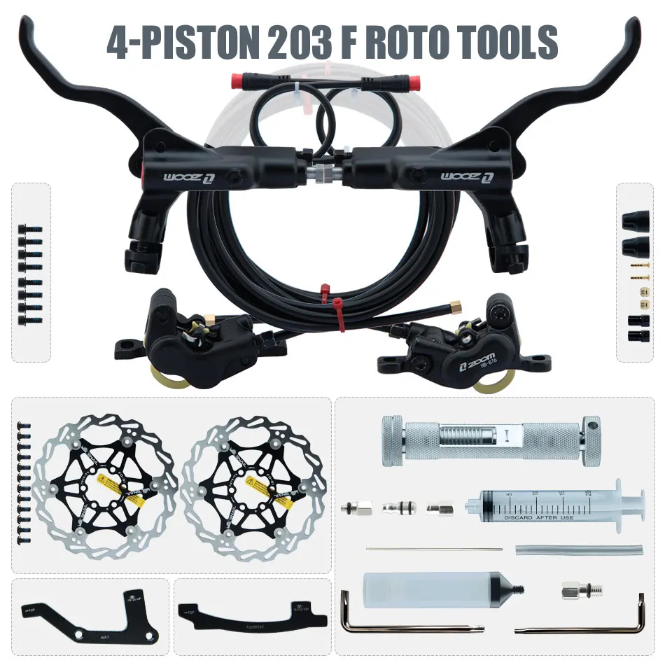 ZOOM HB-876E 4-zuiger schijf hydraulische rem elektrische scooter opvouwbaar 203 mountainbike uitschakelen zwart rood 160 e-bike fiets 180