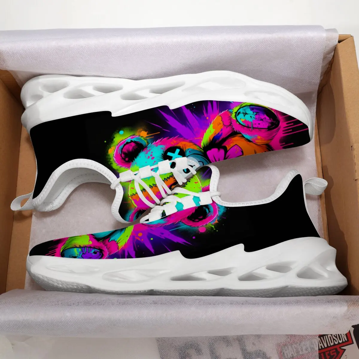 أحذية رجالية قابلة للتنفس على الجدران كارتون الدب أحذية رياضية كاجوال جديدة خفيفة الوزن أحذية رياضية كاجوال صيفية بيضاء للجري #3