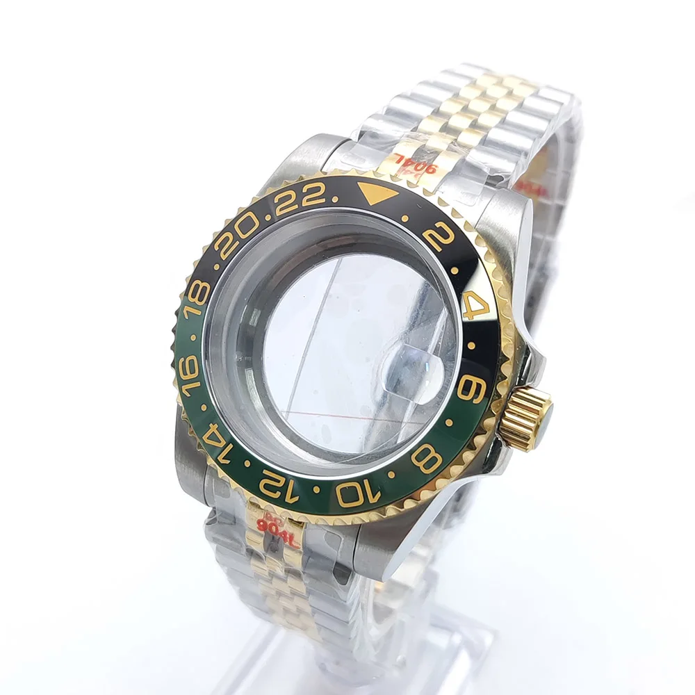 41 MM kast horlogeaccessoires roestvrijstalen band 50 m waterbestendig voor NH 35 36 saffierglas