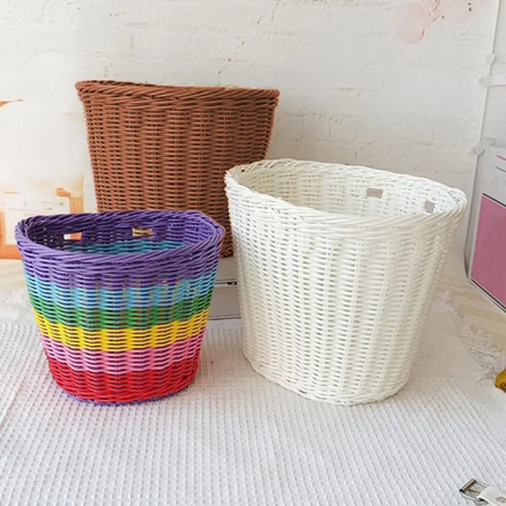 Bicycle Front Basket Bike Basket Universal Hand-woven Imitation Rattan Bike Handlebar Basket Capacity Strong for Cyclists