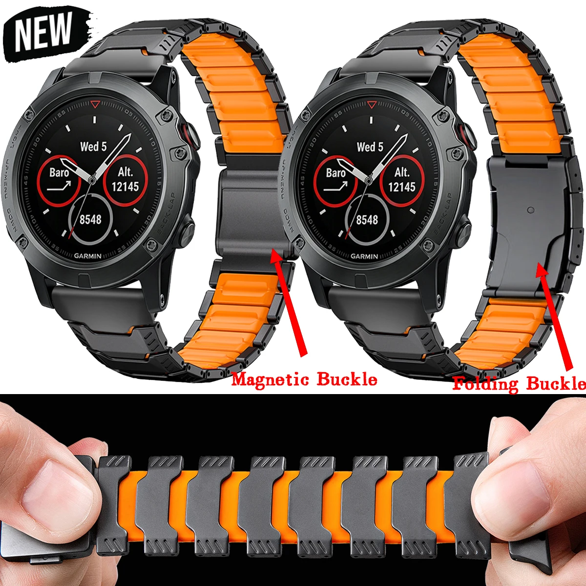 Titanium Silicone Band for Garmin Watch Fenix 8 7 7X Pro 6 6X Enduro 3 5X 5Plus 26mm 22mm Magnetic Strap Forerunner 965 745 935