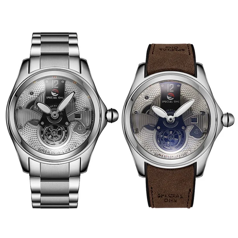 أزياء عارضة 46mm الميكانيكية الرياضية الرجال ووتش للماء حزام ناقل من الفولاذ ريترو تريند رجال الأعمال الساعات