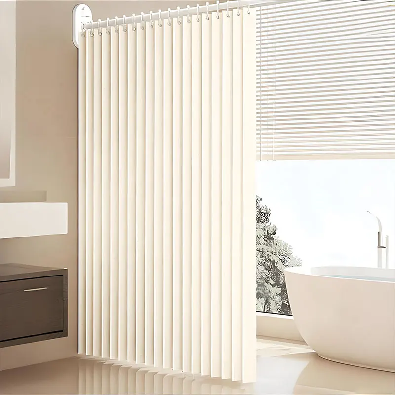 Foldable Shower Curtain Double Sided Waterproof Dry Wet Separation Thick Durable with Hooks for Master Bath Shower Room Effectiv