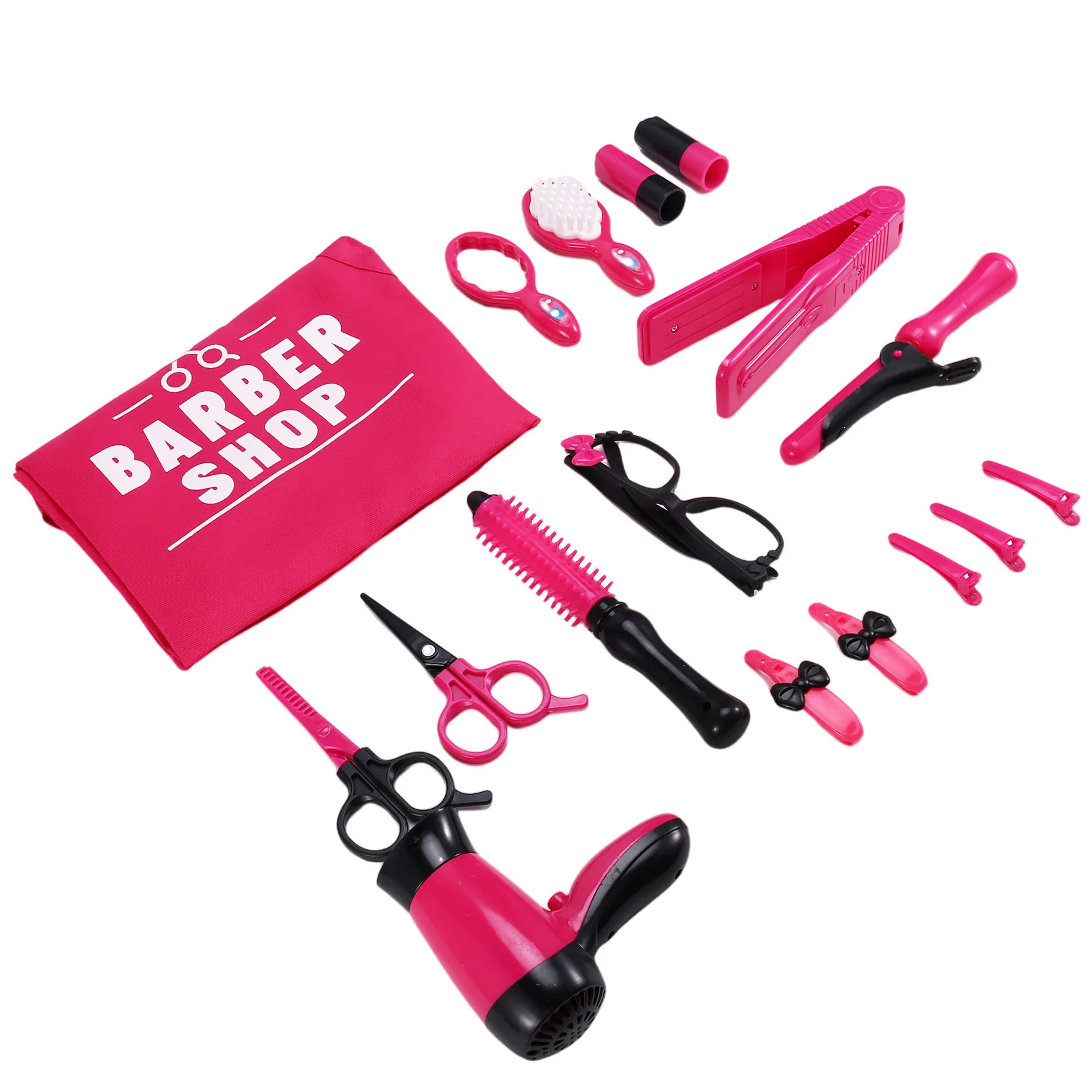 ABWE-Kids juego de simulación de peluquería juego de simulación de cabello herramientas de peinado para niños secador de pelo rizador Kit de maquillaje