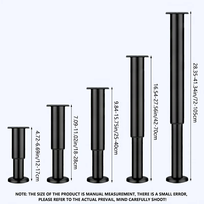 2-Piece Set of Adjustable Furniture Legs, Multifunctional Telescopic Legs with Rubber Base, Non-Slip and Durable, Suitable for Various Cabinets, Sofas, Computer Desks, Beds, and DIY Furniture, Heavy-D image 3