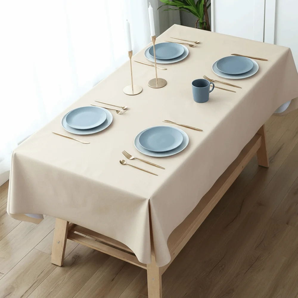 

Solid Color PVC Tablecloth Simple Oil Resistant Kitchen Dinning Tablecloth Heat Resistant Decoration Waterproof Tablecloth