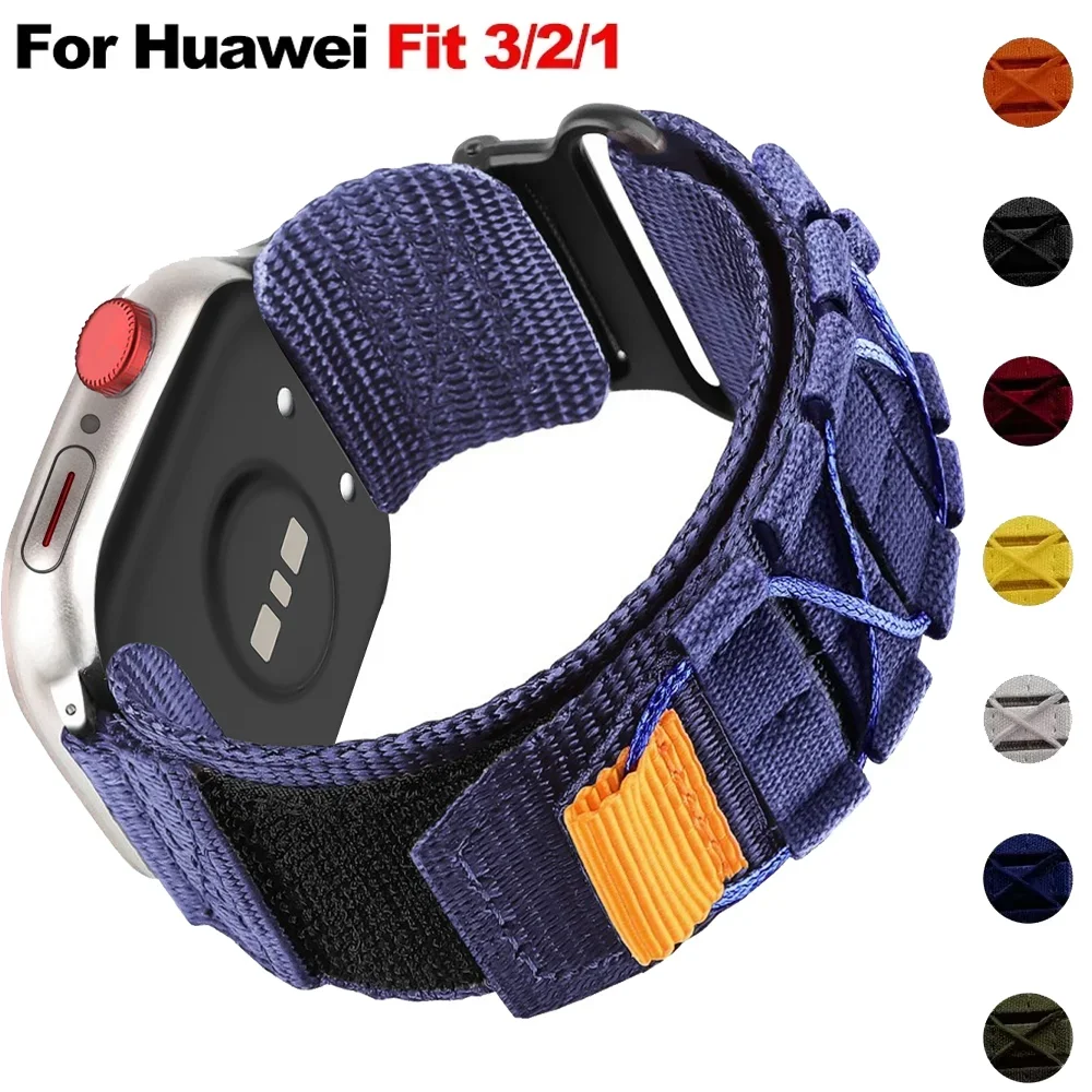 Nylon Loop Strap para Huawei Watch, pulseira ajustável, pulseira para iWatch, Sport Band Acessórios, Fit 3, 2, 1