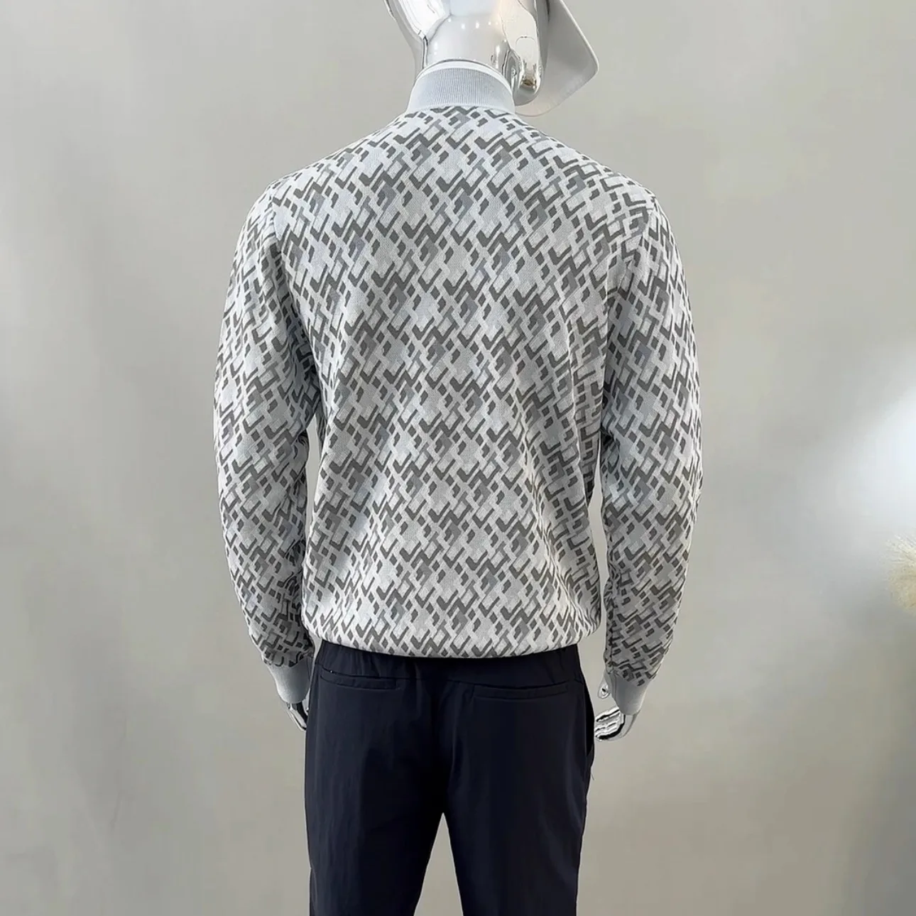 سترة رجالية متماسكة بأكمام طويلة ملابس جولف لخريف/شتاء سترة رياضية أنيقة ومتعددة الاستخدامات للجولف والبيسبول #4