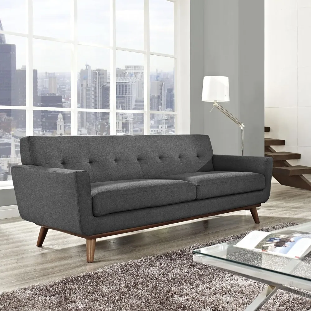 

Engage Mid-Century Modern Upholstered Fabric Sofa in Gray, Customized