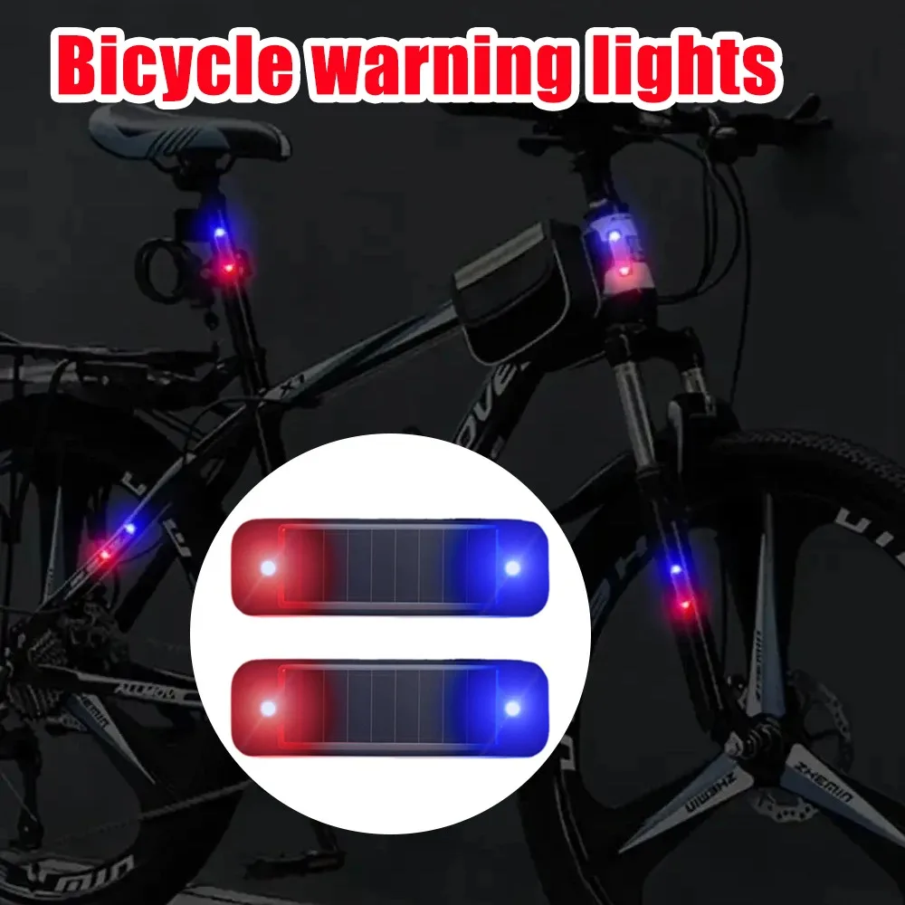 Solar Power Car Anti-theft LED Flashing Light Car Rear Collision Prevention Light Red-Blue Strobing Wireless Flash Warning Light