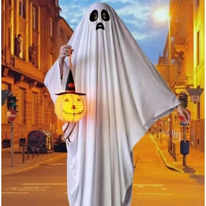 Halloween nowy przebranie na karnawał strach duch buźka płaszcz z czarnymi oczami dorosłe dzieci straszny występ na scenie przebranie na karnawał