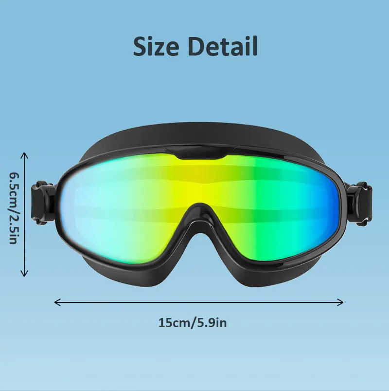 Swimming Goggles Big Frame Swim Glasses for Men Women Waterproof Diving Goggles Anti-fog UV protection Len Underwater Free Dive