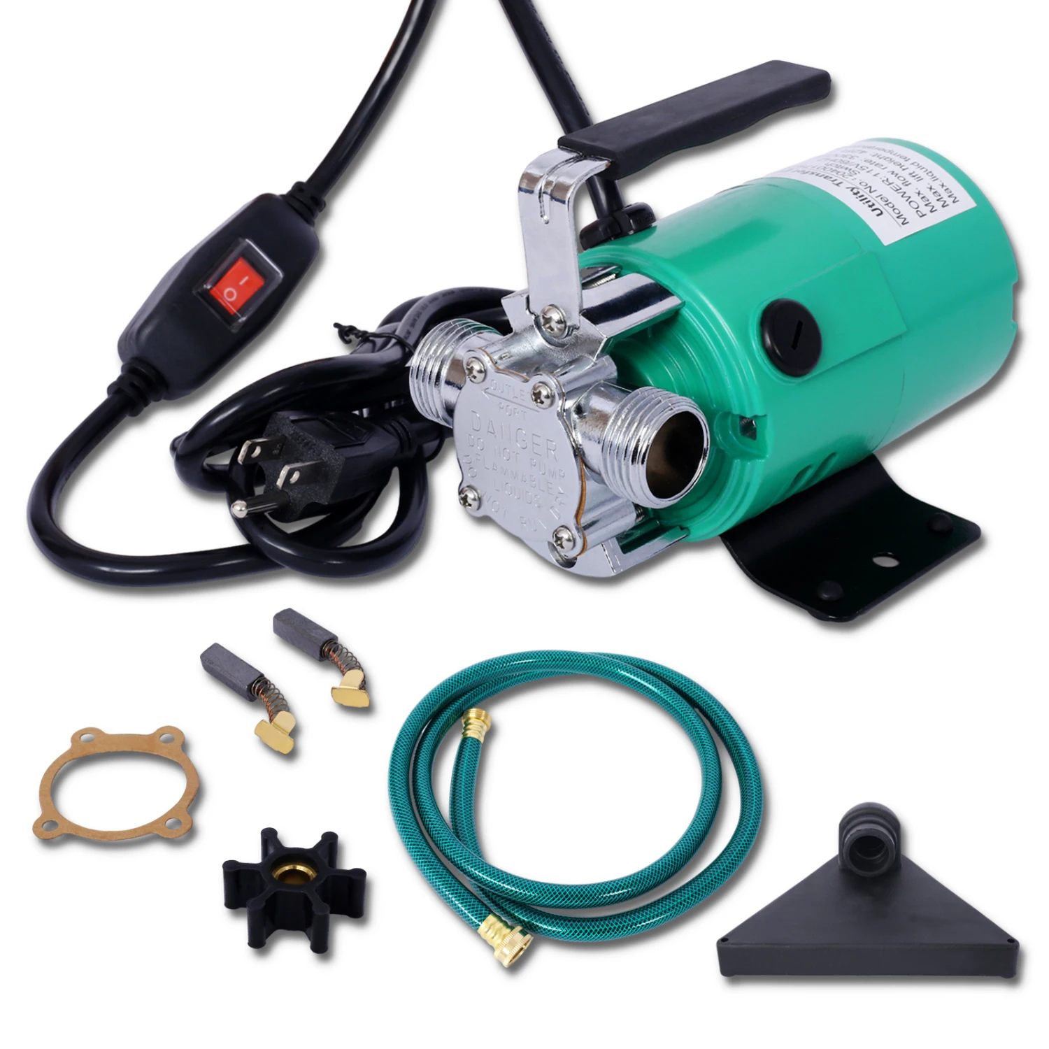 Water Transfer Pump, 115V 330 Gallon Per Hour - Portable Electric Utility Pump with ON/OFF Switch and 6' Water Hose Kit - Remove