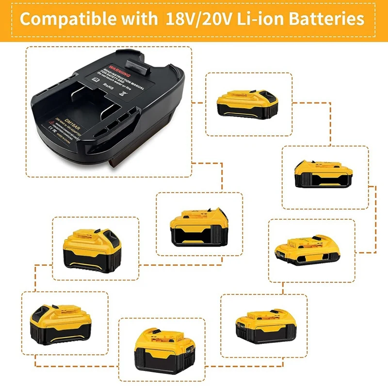 Adaptador de batería DM18AR para Dewalt, batería de iones de litio Milwaukee, conversión a herramienta Ridgid/AEG de 18V, uso de taladro eléctrico duradero