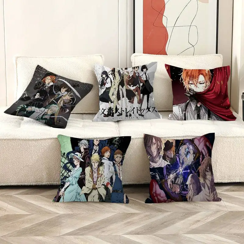 Anime Mystery B-Bungo Stray Dogs Pillow Cushion Cover Pillowcase Living Room Sofa Home Decor Customized