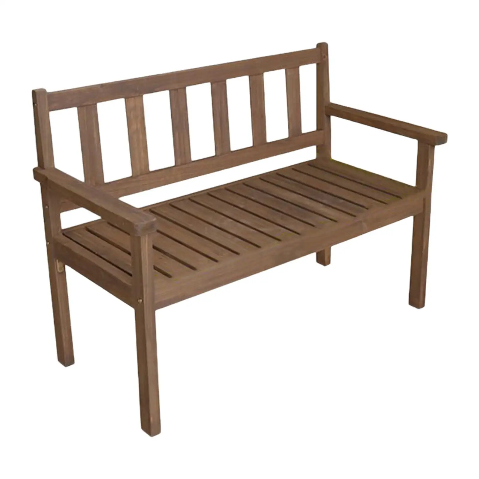 Wood Bench Garden Bench W/ Backrest and Armrest 2 Seater Wooden Bench Outdoor Bench for Park Deck Front Porch Furniture Decor