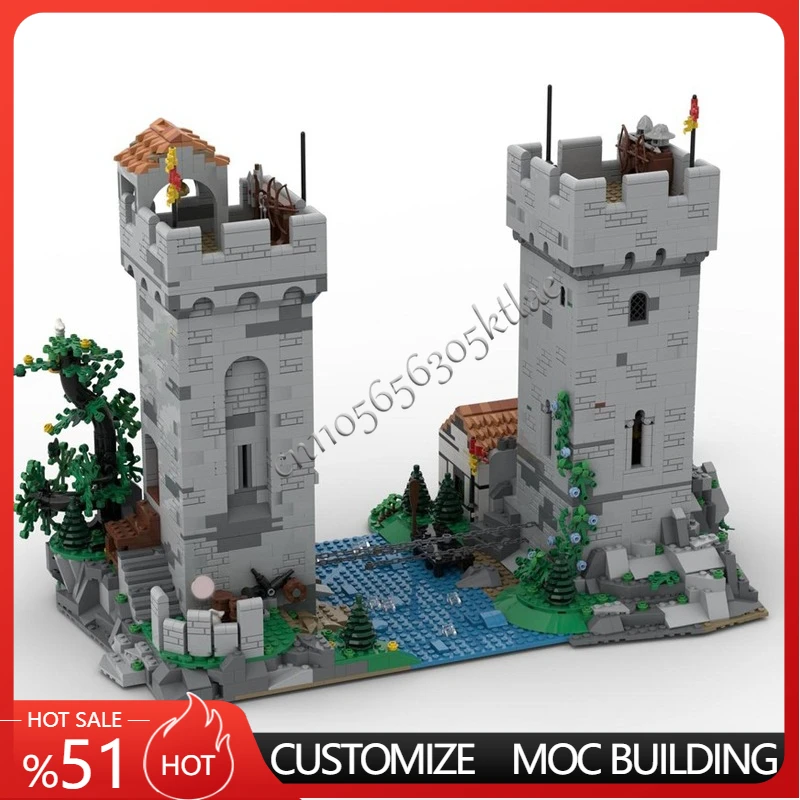 3395 Elementów MOC Średniowieczne Wieże Łańcuchowe Zamek Modularny Model Klocki Zestawy Edukacyjne Składanie DIY Klocki Zabawki Prezenty dla Dzieci