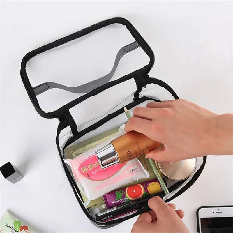 Waterproof Transparent PVC Bath Cosmetic Bag Women Make Up Case Travel Zipper Makeup Beauty Wash Organizer Toiletry Storage Kit