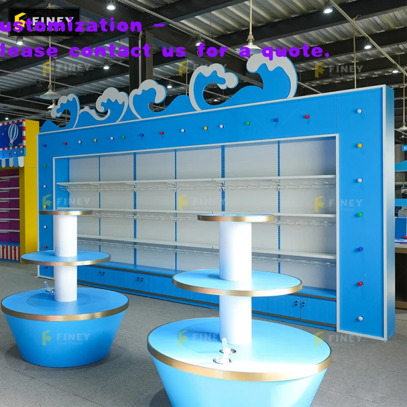 

custom.Retail Custom Snack Boutique Display Rack Confectionery Store Furniture Ocean Theme Decoration Candy Shop Display Shelf