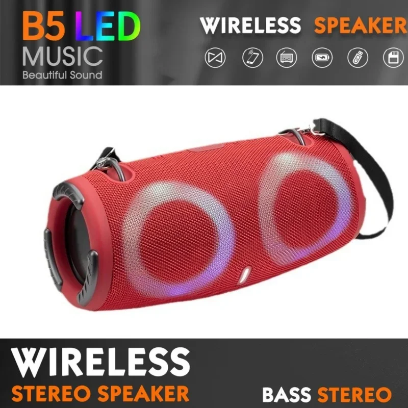 Portable Waterproof High Power RGB Colorful Light Wireless Subwoofer 360 Stereo Surround Boom Box Sound Box Bluetooth Speaker