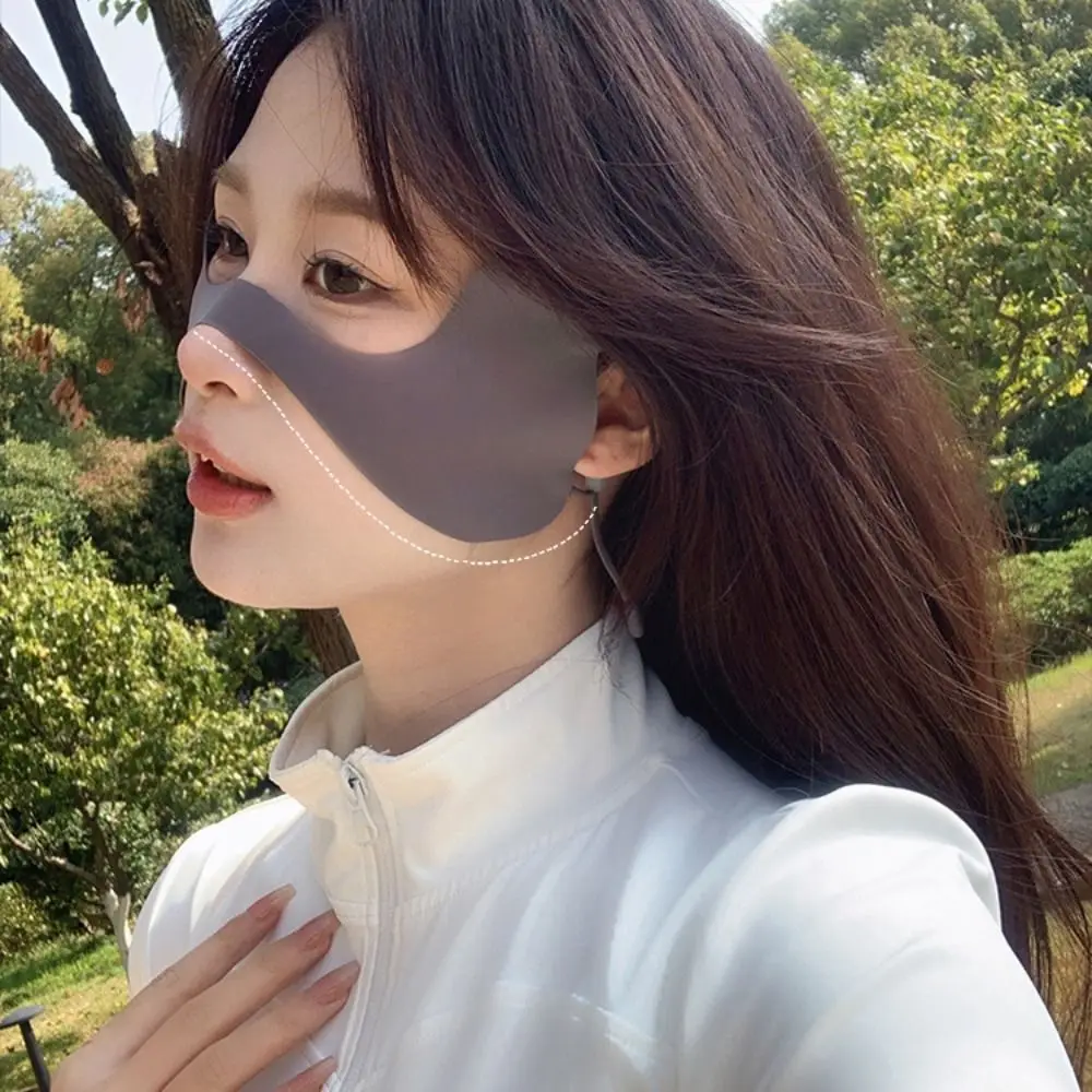 

Sunscreen Face Scarf Ice Silk Sunscreen Mask Thin Breathable Summer Face Cover Solid Color Face Scarves Face Gini Mask Sports