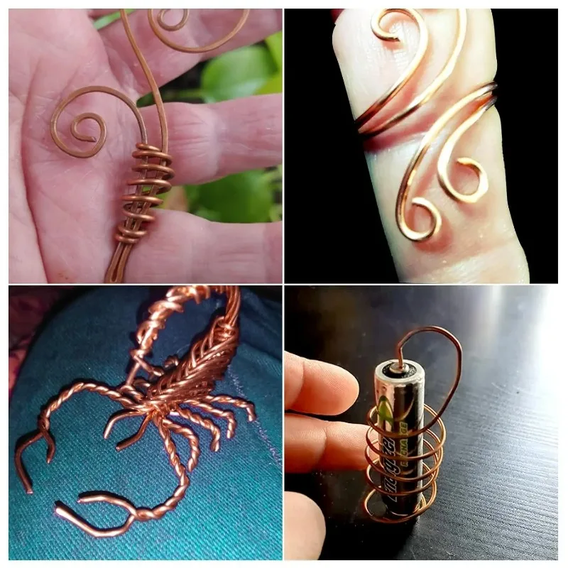 5-10M Bare Copper Wire T2 Copper Coil Conductive Bare Wires 0.3-1.2mm Multi-purpose Jewelry Making Beading Metal Copper Wire