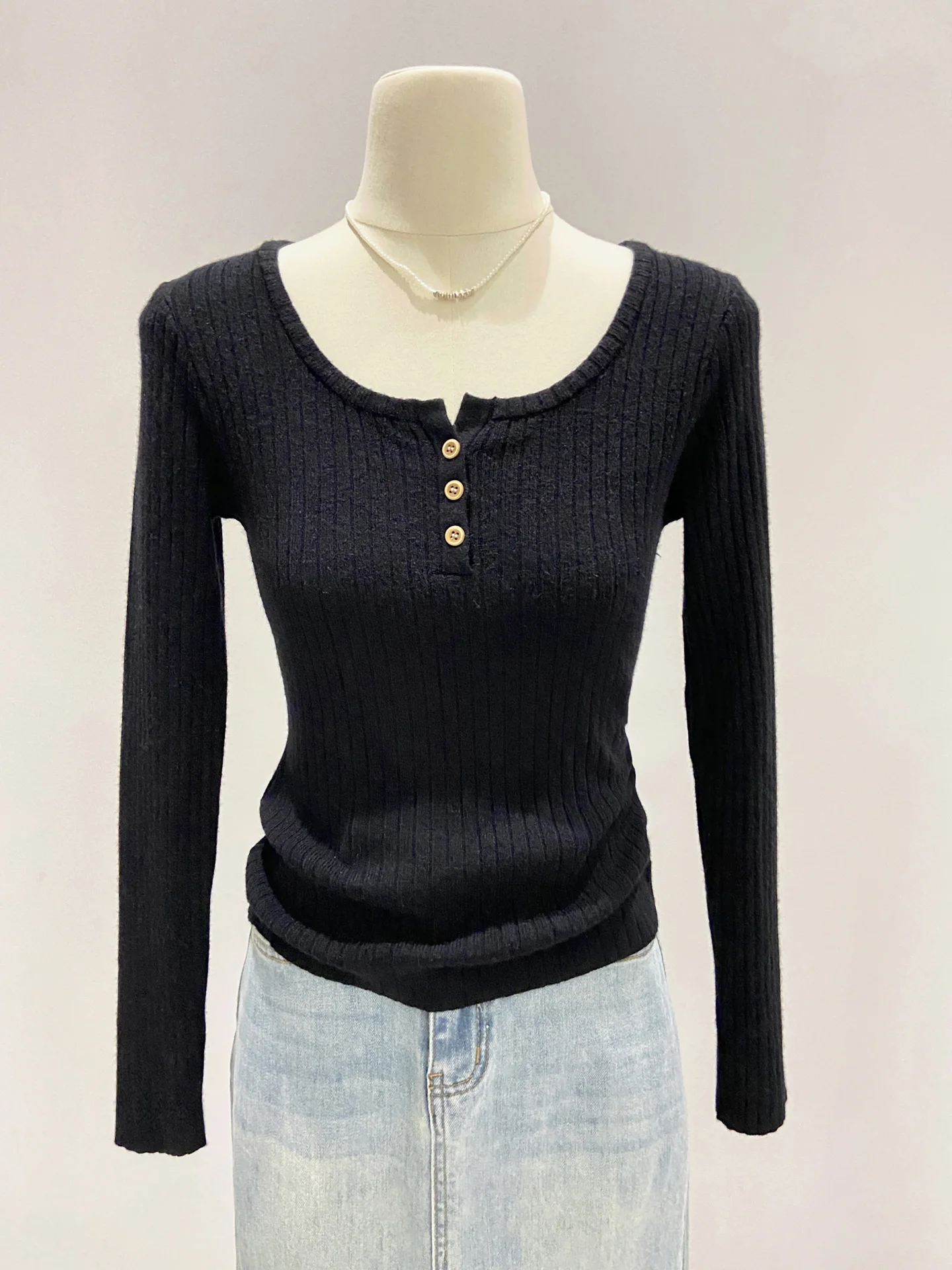 Ele f-Unbuttoned Knitwear Women's Long Sve Soft Cozy Autumn Winter Korean Sle Button Base irt Inner Long Sve...