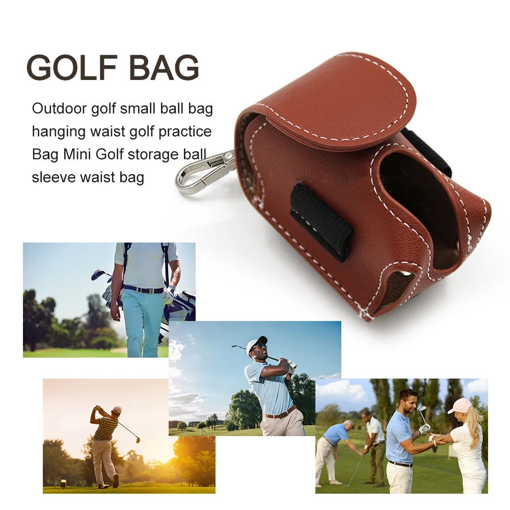 Mini Golf Ball Container with Buckle Portable Golf Waist Pack Holds 2 Balls Pocket Golf Ball Bag Outdoor Golf Sports Accessories