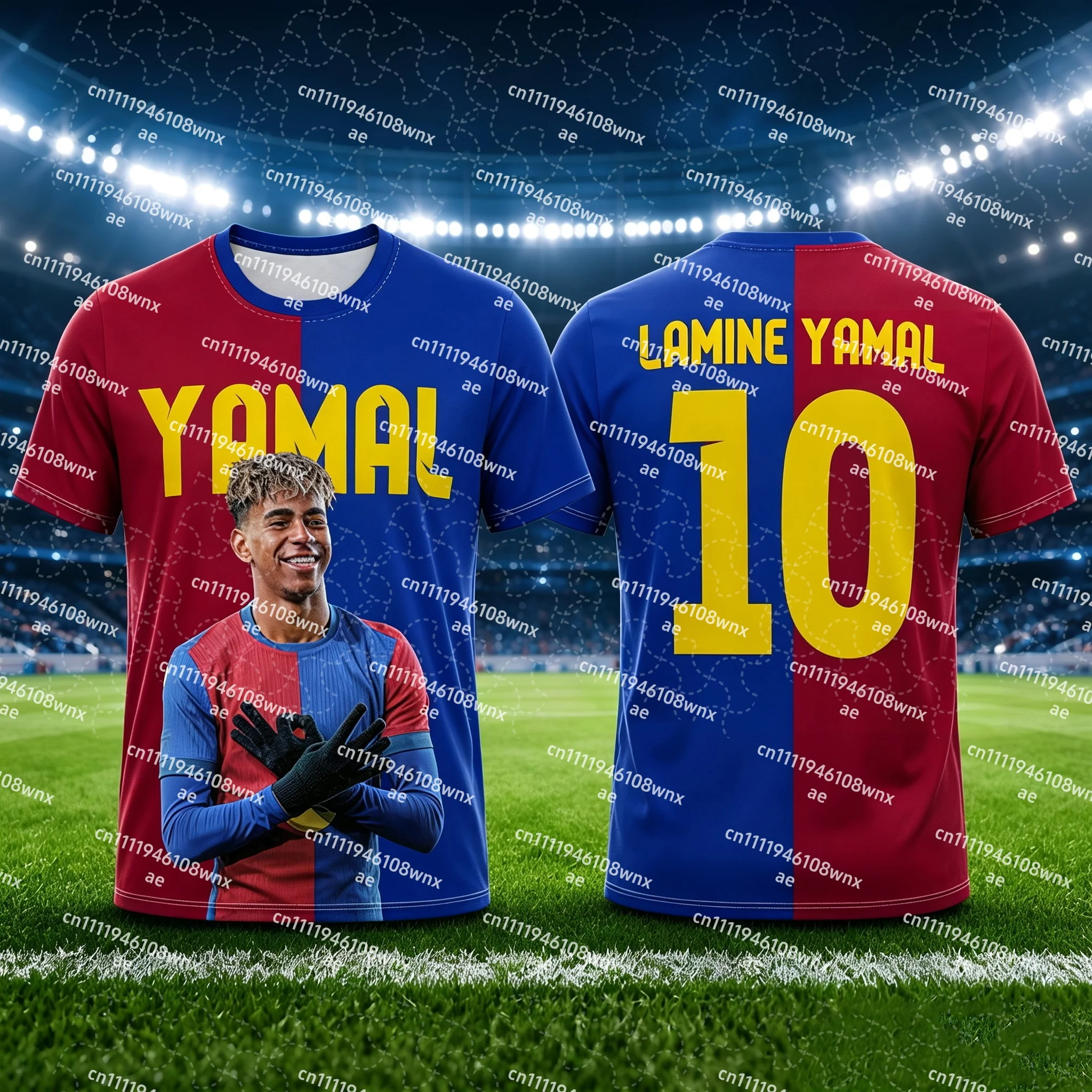 NO.10 Soccer Quick-drying T-shirt Parent-child Short Sleeve Crewneck Yamal Player Graphic Football Match Cheer Jersey