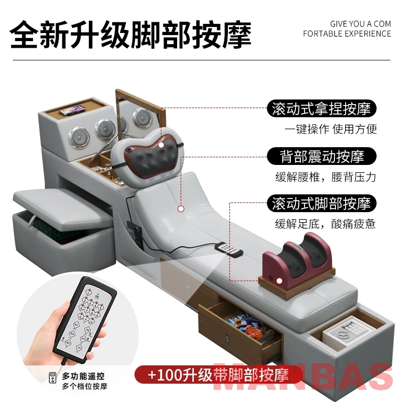 Modern Tech Smart Bed, King/Queen Size Genuine Leather Bed with Projector,USB, Speaker, Luxury Multifunction Bed, All In One Bed - view 6