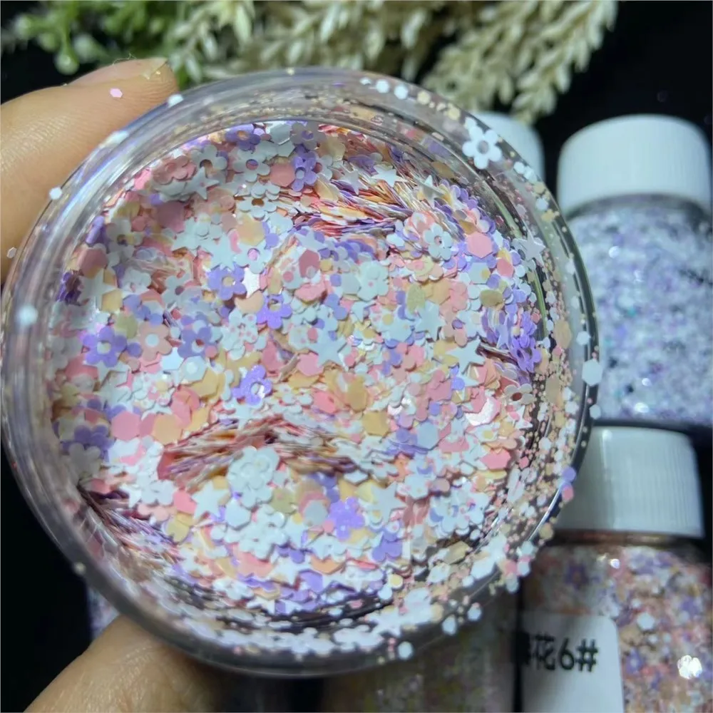 1 Bag Ultrathin Nail Sequin 3D Star/Flower/Round Shape Mixed Glitter Paillettes For Nails Wedding Confetti Slice Flakes #Net 10g