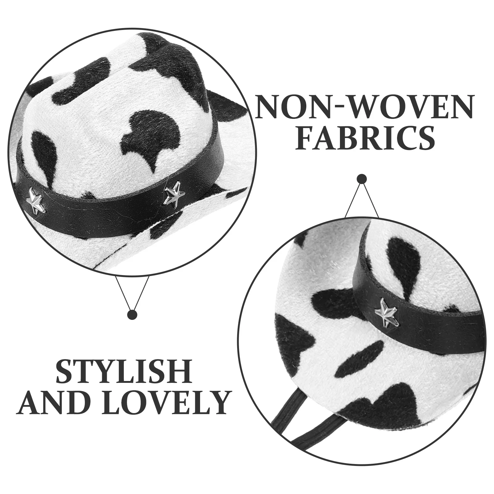 

Pet Cowboy Hat Milk Pattern Adjustable Anti-slip Dog Cat Headgear S Size Decorative Photography Festival Accessories