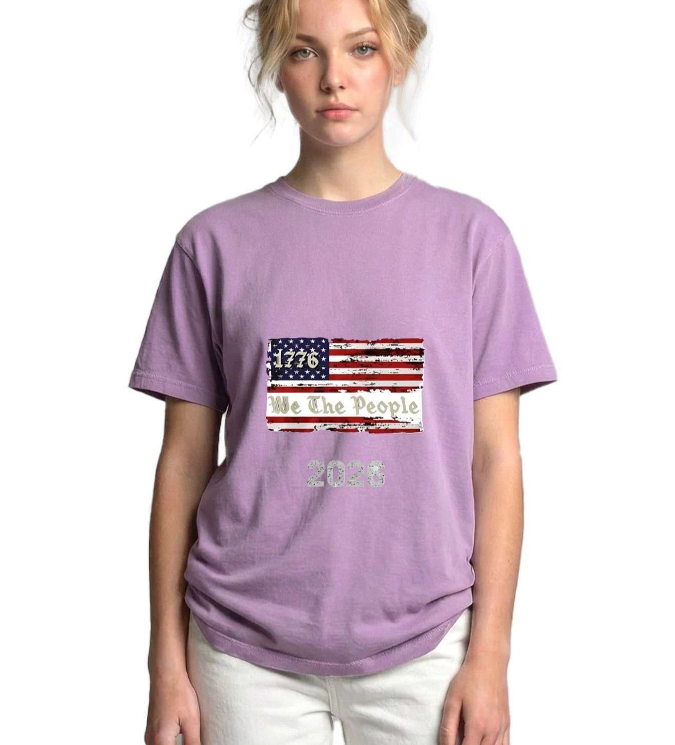 2026 V Neck T Shirt White American Flag 1776 We The People 250 Years 2026 Independence Day Celebration Patriotic Wear For Women Casual Outfits Summer Fashion