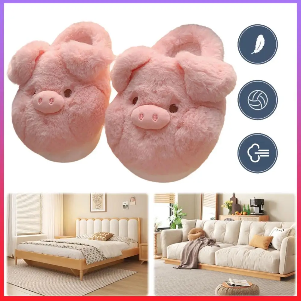 

Plush Pig Slippers Furry Thick Sole Slippers Non Slip Fluffy Piggy Slippers Comfortable Warm Animal Slippers for Autumn Winter