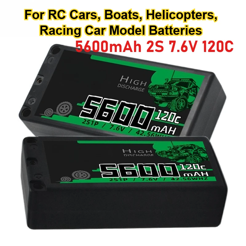 

5600mAh 2S 7.6V 120C Drone Rechargeable Battery for RC Cars, Boats, Helicopters, Racing Car Model Batteries
