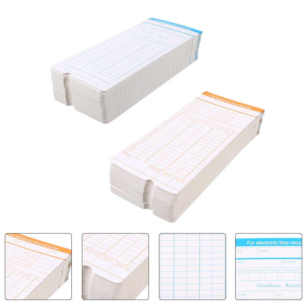 

200 Sheets English Attendance Card Office Supplies Employee Timecards Clock Stickers Paper Jam Recorder Staff Invisible Tape