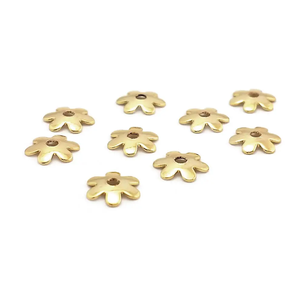 18K Gold Color Brass Flower Beads Caps Necklace Earrings High Quality Jewelry Diy Accessories - view 3