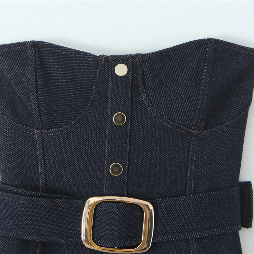 RARA2025 신상 여름 여성 캐주얼 패션 심플 슬림 벨트 허리 튜브탑 미디 원피스