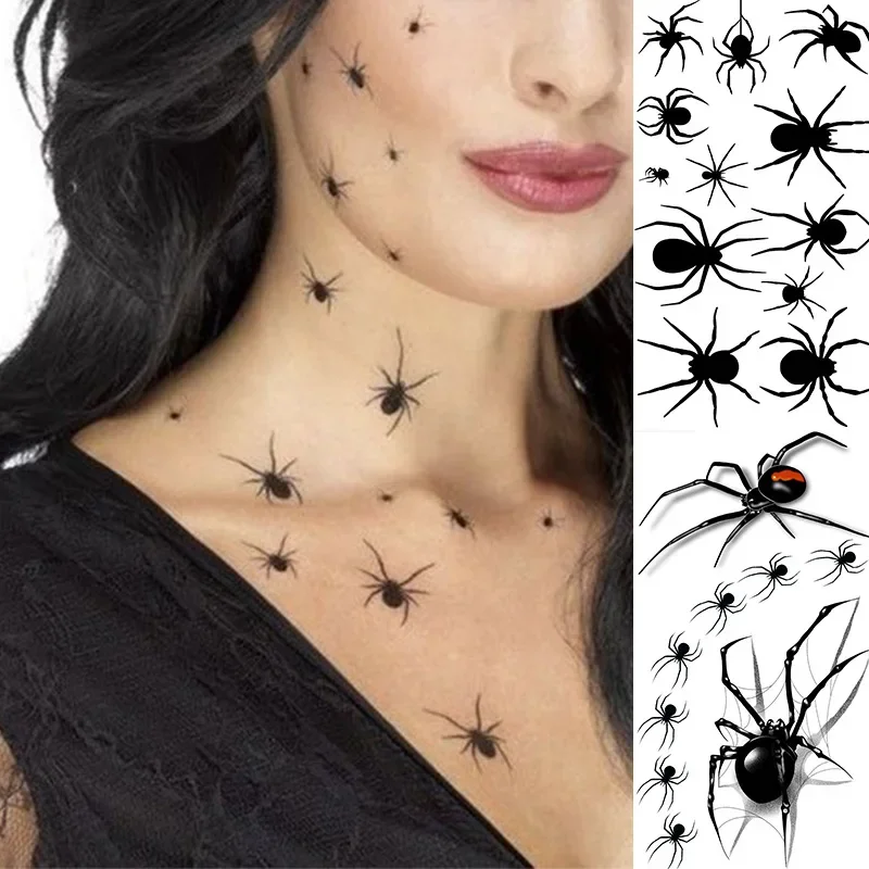 Festliche Tattoo Aufkleber Halloween Schädel Kürbis Fledermaus Design temporäre wasserdichte schweiß feste Tätowierung