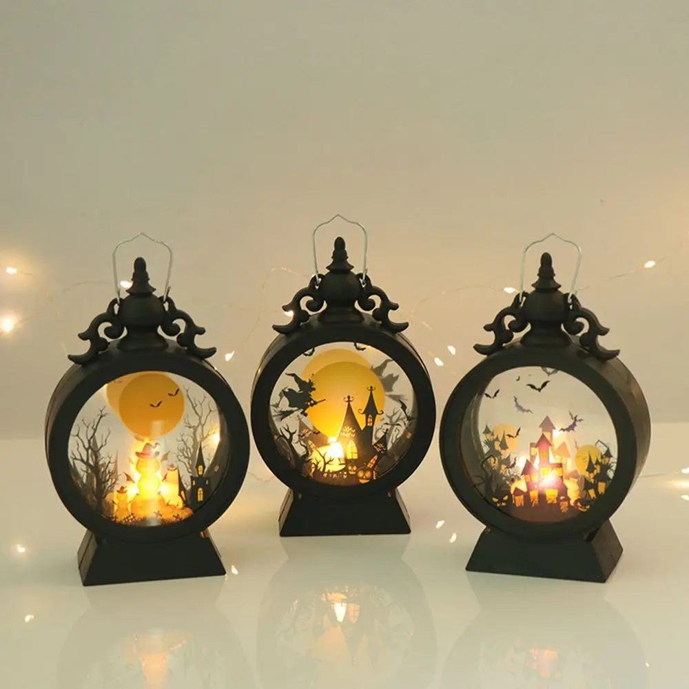 for Home,Party,Bar Gifts Castle,Pumpkin,Witch Pattern Halloween Party Layout Halloween Decor Small Wind Light Vintage Lantern