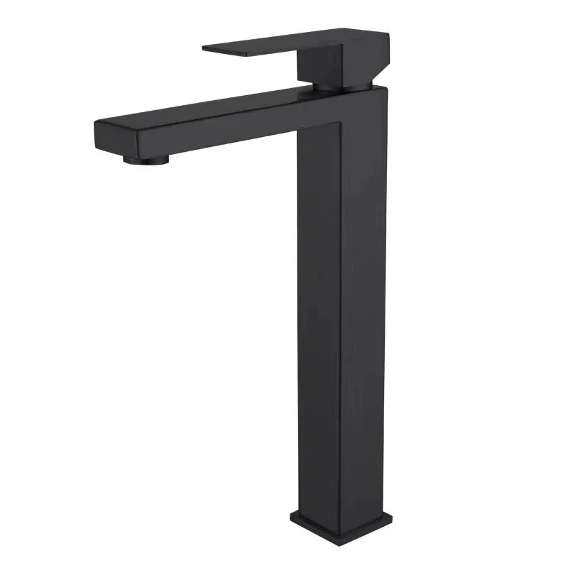 Matte Black Bathroom Basin Faucet Gold Deck Mount Hot Cold Water Mixer Sink Tap Simple Style Single Hole Bath Sink Faucets Crane
