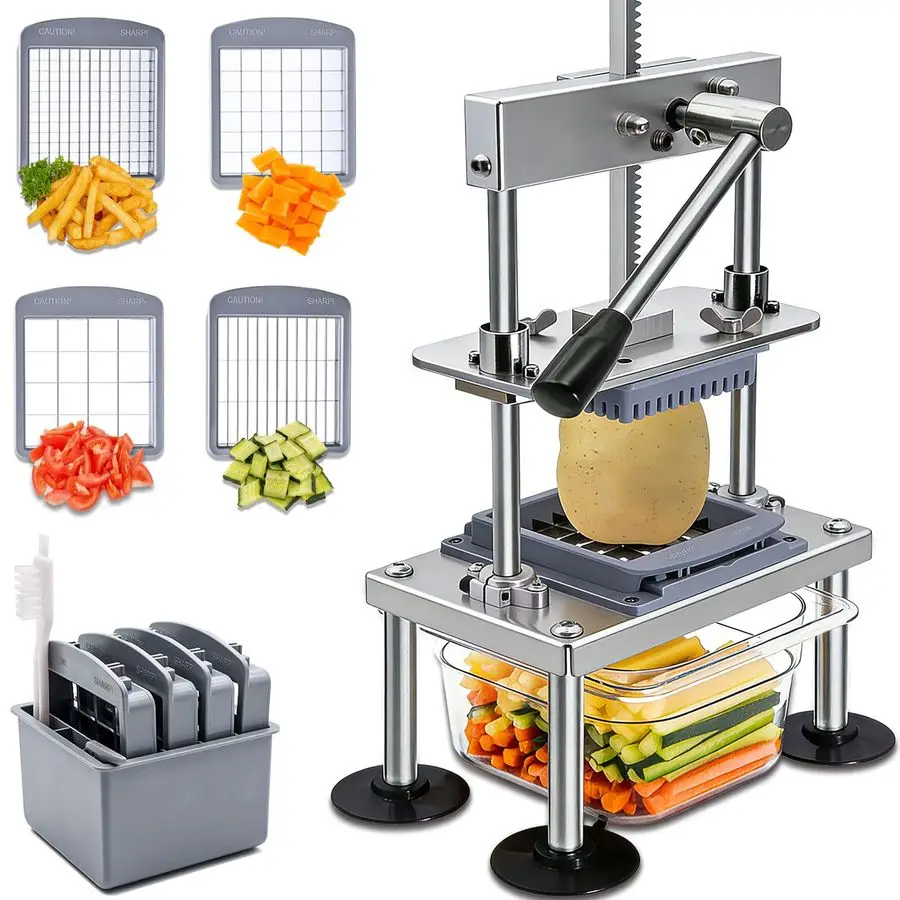 

Fry Cutter Commercial Vegetable Chopper Professional Stainless Steel Potato Cutter Food Onion Dicer With 4 Replacement Blades fo