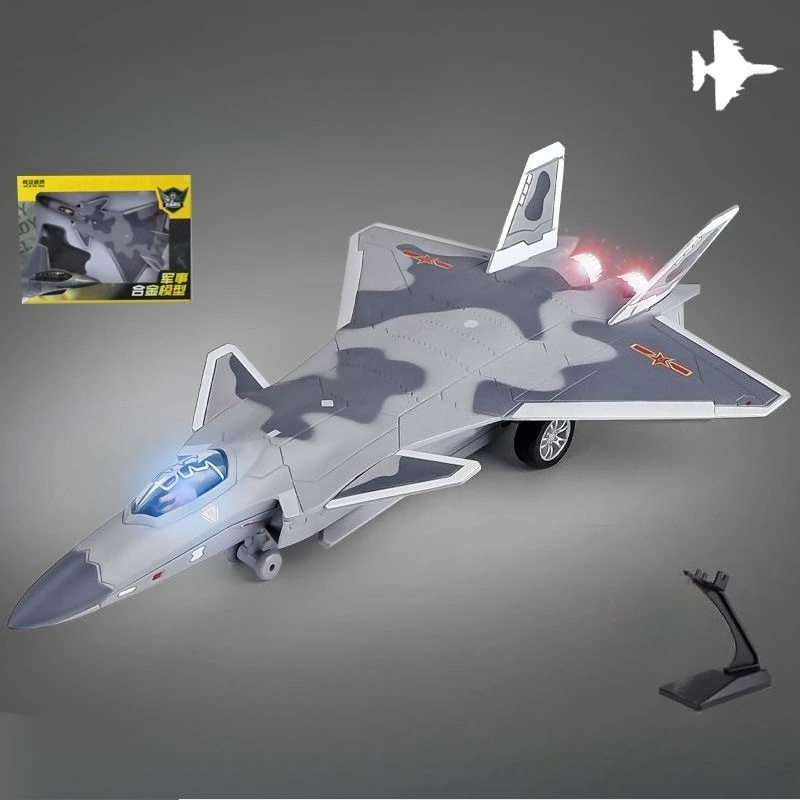 

Aviation Aircraft J-20 Alloy Fighter Metal Model with Sound and Light Children's Toys Zhuhai Air Show