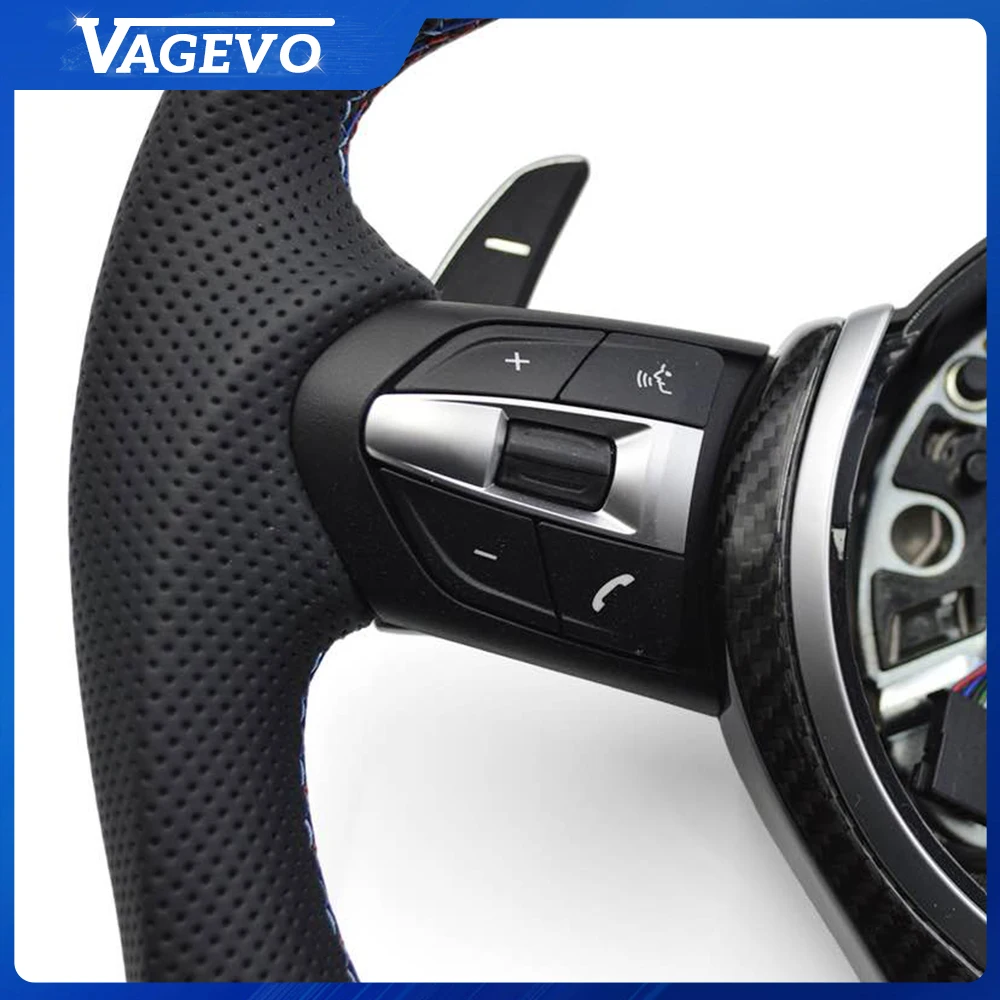 Sport Steering Wheel For BMW E60 Carbon Fiber Half Perforated Leather Design Multi Color Stripe Car Modification Parts