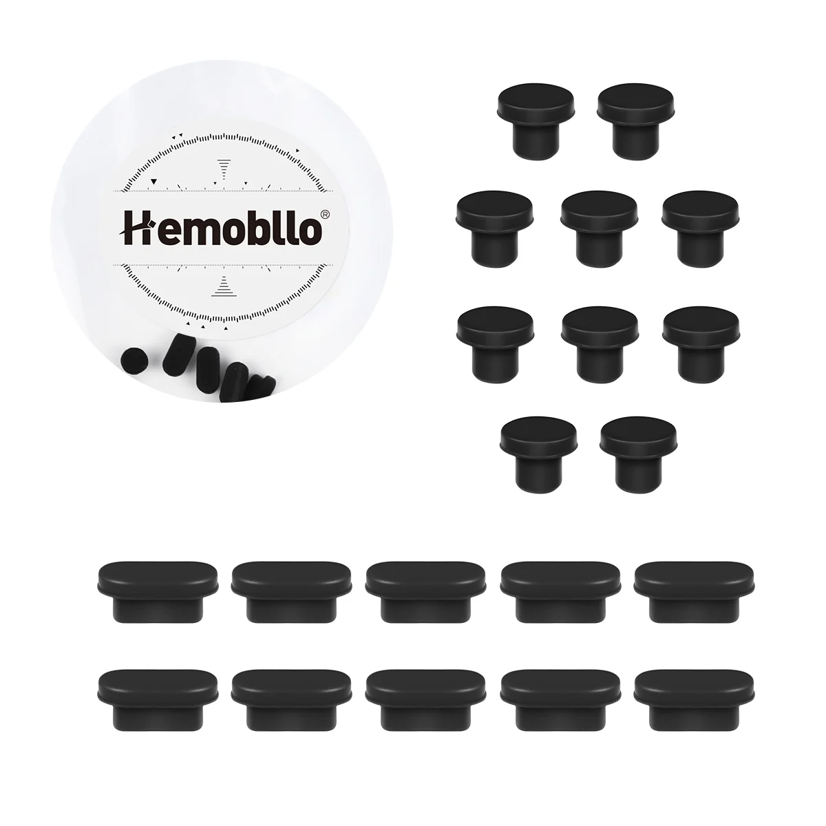 Hemobllo 10 Pairs 35mm Earphone Jack Plugs And Type-C Port Plugs Compatible for Android Phones Laptop PC Black