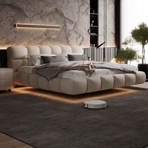 킹 덮개를 씌운 침대 프레임 미니멀리스트 룸 180x200 라운지 침대 나이트 스탠드 어린이 소년 Mobili Per La Casa 홈 인테리어