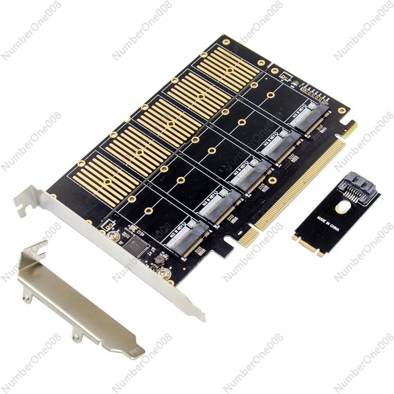For M.2 SATA SSD Adapter Card, PCI-E X16 To 5 SATA Ports Converter with JMB585 Controller for Desktop PC Storage Upgrade