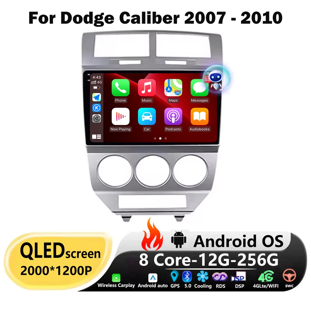 10 بوصة أندرويد 16 السيارات ل دودج كاليبر 2007 - 2010 راديو السيارة مشغل وسائط متعددة لتحديد المواقع أدوات الملاحة Carplay WIFI 360 كاميرا